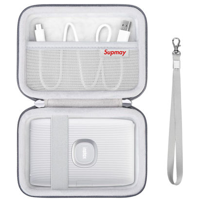 Picture of Hard Carrying Case for Fujifilm Instax Mini Link 2/ Instax Mini Link 3 Smartphone Printer, Instax Mini Printer Travel Storage Case with Mesh Pocket for USB Cable, Instax Mini Film, Grey