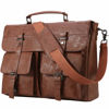 Picture of Leather Messenger Bag for Men, Vintage Leather Laptop Bag Briefcase Satchel, 17.3 Inch Computer Laptop Bag Work Bag Brown