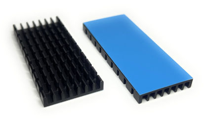 Picture of 2-Pack Aluminum Heatsink with Cooling Fins, 60mm x 25mm x 5mm, Black with Thermal Adhesive for CPUs, GPUs, SDR Dongles