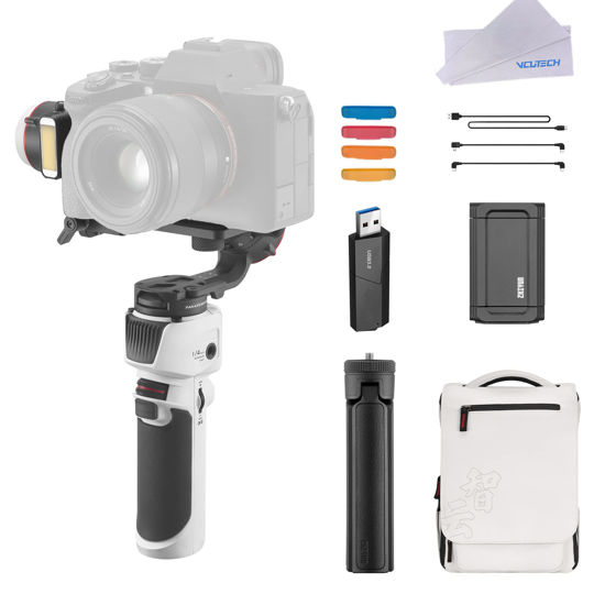 Picture of Zhi yun Crane M3 Combo Handheld 3-Axis Stabilizer with Backpack, VCUTECH Cleaning Cloth, SD Card Reader, Lightweight Gimbal Compatible w/Mirrorless Camera Smartphone Action Cams,Tripod