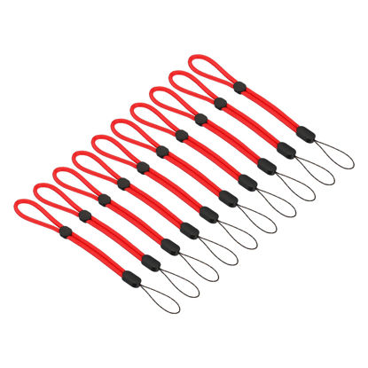 Picture of PATIKIL 200mm 8 Inch Hand Wrist Strap Lanyards, 20 Pcs Nylon Adjustable Wristlet String Cord for Cellphone Flashlight USB Key Chain Camera Bottom, Red