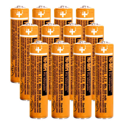 Picture of ZZWJBCYLE 12 Pack HHR-55AAABU NI-MH AAA Rechargeable Battery for Panasonic, 1.2v 550mah Rechargeable AAA Batteries for Panasonic Cordless Phone Handset, Remote Controls, Electronics