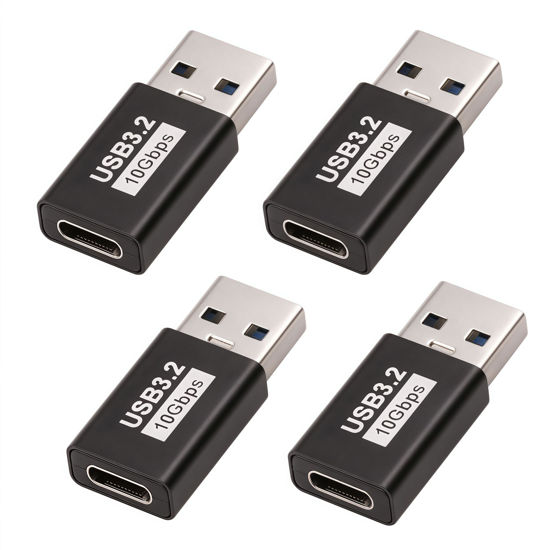 Picture of 𝟒𝐏𝐚𝐜𝐤 𝐔𝐩𝐠𝐫𝐚𝐝𝐞𝐝 USB to USBC Adapter,Upgraded USB 3.2 Adapt,USB Male to USB C Female Adapter for iPhone 15 Charger,iPhone 15 14 13 12 Pro Max Plus,iPad 9 10 Air 5 Mini 6,Car,Samsung