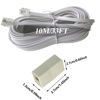 Picture of GIEHOUGRIO 33 Feet Long Telephone Extension Cord, Phone Cord ，Telephone Cable with Standard RJ-11 6P4C Plug and 1 in-Line Coupler-White
