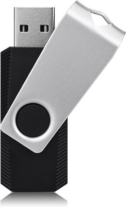 Picture of TOPESEL 128GB USB 2.0 Flash Drive Memory Stick Thumb Drive Swivel USB Jump Drive with LED Indicator (Black)