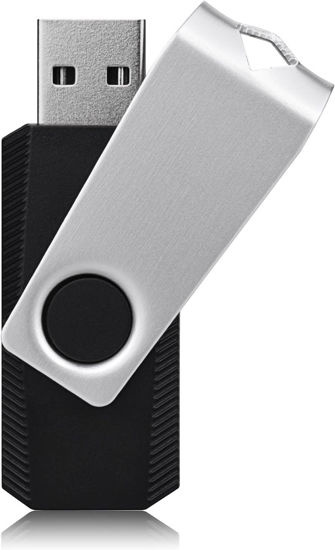 Picture of TOPESEL 128GB USB 2.0 Flash Drive Memory Stick Thumb Drive Swivel USB Jump Drive with LED Indicator (Black)