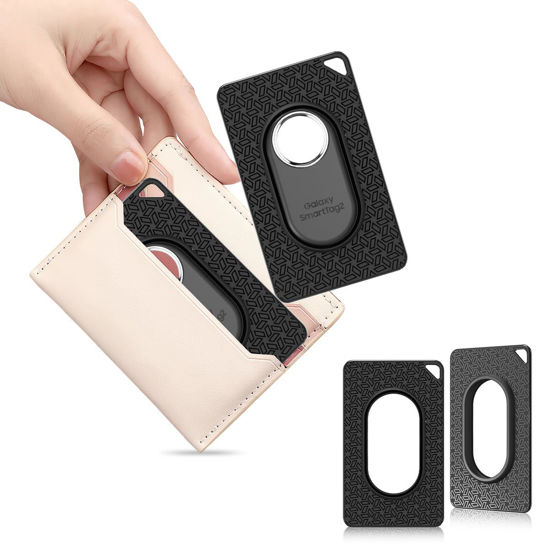 Picture of BIQIRE for Galaxy SmartTag2 Wallet Holder Card Insert [2 Pack], Ultra Thin Card Case for SmartTag2, Soft TPU Smart Tag2 Card Holder for Wallet, Handbag, Backpack| Stays Hidden (Black)