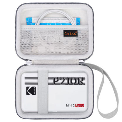 Picture of Canboc Carrying Case for KODAK Mini 2 Retro 4PASS Portable Photo Printer (2.1x3.4 inches), Mesh Pocket fits Photo Paper and Cable, Grey (Case Only)