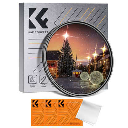 Picture of K&F Concept 62mm Variable Star Filter Cross Screen Starburst Filter 4, 8 Points -18 Layer Coating Ultra Slim Optical Glas Camera Lens Filter with 3 Cleaning Cloth