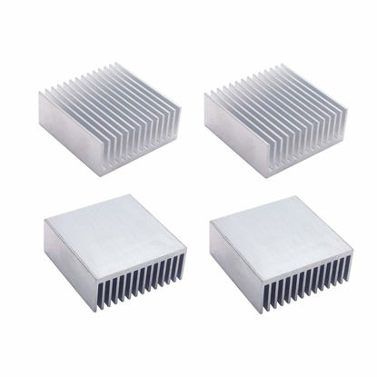 Picture of bnafes 4pcs Aluminum Heatsink Chipset Heat Radiator Cooling Fin Heatsink 50mm (L) x 50mm(W) x 20mm(H) Silver Tone