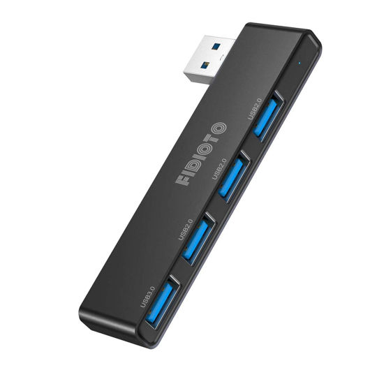 Picture of USB Hub, Fidioto 4 Port USB Adapter(1 * 3.0 Hub, 3 * 2.0 Hub), Networking Hub for Laptop, iMac Pro, MacBook Air, Mac Mini/Pro, Surface Pro, Notebook PC, USB Flash Drives and Mobile HDD Etc.