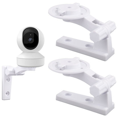 Picture of 2pcs Camera Wall Mount Compatible with Reolink E1 / E1 Pro, White Camera Wall Bracket Adjustable Ceiling Camera Mount for Mercury TPLINK, 4 Rubber Plugs 4 Screws