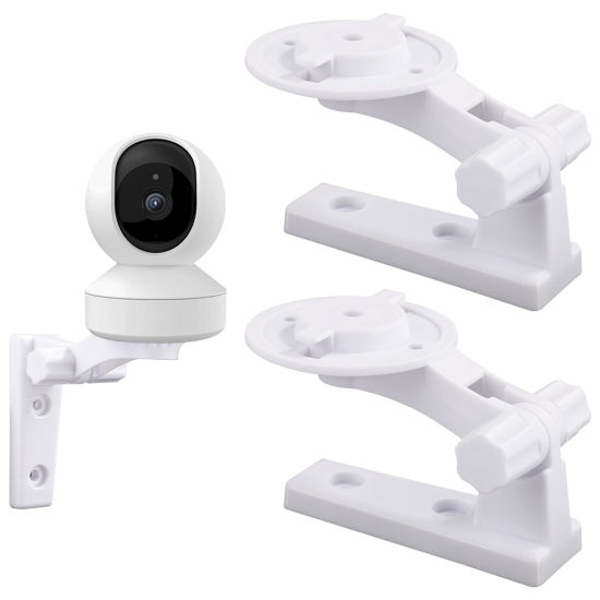 Picture of 2pcs Camera Wall Mount Compatible with Reolink E1 / E1 Pro, White Camera Wall Bracket Adjustable Ceiling Camera Mount for Mercury TPLINK, 4 Rubber Plugs 4 Screws