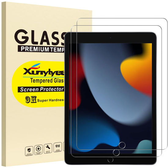 Picture of XunyLyee 2 Pack Screen Protector for iPad 9th/ 8th/ 7th Generation 10.2 Inch Bubble Free Tempered Glass Easy Installation