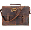 Picture of moonster Leather Messenger Bag for Men, Rustic Messenger Bag for Women - Handmade Full Grain Leather Bag for Men - Distressed Buffalo Leather - 16 Inch Laptop Bag with Padded Compartment Pockets