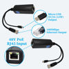 Picture of REVODATA Micro USB Port PoE Splitter Gigabit 5V/3A, PoE to Micro USB 5V/3A Output, 1000Mbps Gigabit Ethernet Comply IEEE802.3af/at, Plug and Play