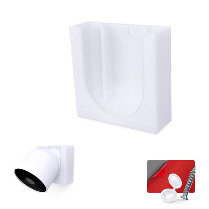 Picture of Wall Mount for Google Nest Battery Security Camera Holder - Adhesive & Screw-in, No Hassle Installation, Easy Slot-in Design (White) by Brainwavz