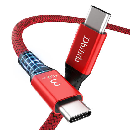 Picture of Dbilida 240W for Thunderbolt 3 Cable 40Gbps 6.6 ft, USB C Cable with PD 3.1, Single 8K/5K@60Hz, 4K 144Hz Dual 4K for iPhone 15/Plus/Pro/Pro Max, eGpu,MacBook Pro, Docking, Hub, SSD