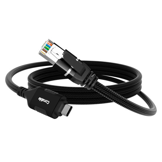 Picture of USB C to Ethernet Cable 0.5 FT, Type C to RJ45 Network Internet LAN Adapter, Gigabit, Braided, Directly Connected, Thunderbolt 4/3 Compatible with MacBook Air/Pro, XPS, iPhone 15 Series, Galaxy S24