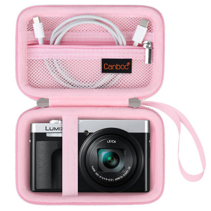 Picture of Canboc Carrying Case for Panasonic LUMIX ZS99/ LX10/ ZS80/ ZS100/ ZS70/ ZS200/ ZS60 4K Digital Camera, Point and Shoot Camera Bag, Zipper Mesh Pocket fits USB Cable, Batteries, Pink
