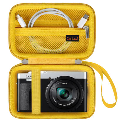 Picture of Canboc Carrying Case for Panasonic LUMIX ZS99/LX10/ ZS80/ ZS100/ ZS70/ ZS200/ ZS60 4K Digital Camera, Point and Shoot Camera Bag, Zipper Mesh Pocket fits USB Cable, Batteries, Yellow