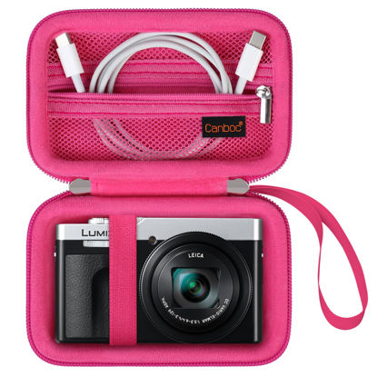 Picture of Canboc Carrying Case for Panasonic LUMIX ZS99/ LX10/ ZS80/ ZS100/ ZS70/ ZS200/ ZS60 4K Digital Camera, Point and Shoot Camera Bag, Zipper Mesh Pocket fits USB Cable, Batteries, Rosered