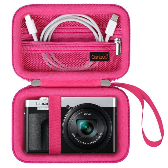 Picture of Canboc Carrying Case for Panasonic LUMIX ZS99/ LX10/ ZS80/ ZS100/ ZS70/ ZS200/ ZS60 4K Digital Camera, Point and Shoot Camera Bag, Zipper Mesh Pocket fits USB Cable, Batteries, Rosered