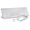 Picture of Wireless Keyboard and Mouse Combo, Compact Quiet Wireless Keyboard and Mouse Set 2.4G Ultra-Thin Sleek Design for Windows, Computer, Desktop, PC, Notebook, Laptop-Silver White