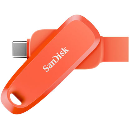 Picture of SanDisk 256GB Phone Drive - The 2-in-1 USB for Smartphones, Tablets, and Computers - Thumb Drive with USB Type-C and Type-A Connectors, Nasturtium Orange - SDDDC6-256G-G46NO