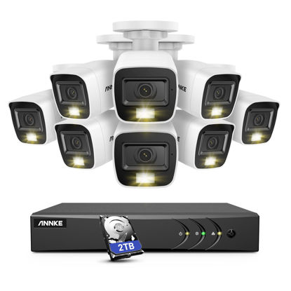 Picture of ANNKE 16CH 5MP Lite CCTV System with Audio/Mic, 5-in-1 H.265+ Surveillance AI DVR and 8 × 1080P Weatherproof Cameras with Smart Dual Light, Human/Vehicle Detection, Color Night Vision, 2 TB Hard Drive