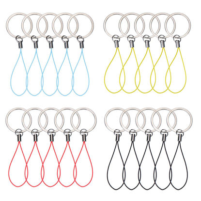 Picture of Bememo 20 Pieces Nylon Flash Drive Lanyard Keyrings with Color Strap for ID Card USB ID Card MP3 Player Keys Cellphone Keychain, 4 Colors