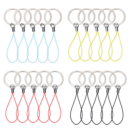 Picture of Bememo 20 Pieces Nylon Flash Drive Lanyard Keyrings with Color Strap for ID Card USB ID Card MP3 Player Keys Cellphone Keychain, 4 Colors
