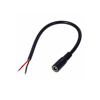 Picture of EAHOSUCC Short 18AWG 2.5mm x 5.5mm DC Power Plug Pigtail Cable Female,1PCS 0.3M/1FT 7A DC 5525 Female Connector Open End Extension Repair Cord for CCTV Security Camera