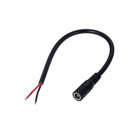 Picture of EAHOSUCC Short 18AWG 2.5mm x 5.5mm DC Power Plug Pigtail Cable Female,1PCS 0.3M/1FT 7A DC 5525 Female Connector Open End Extension Repair Cord for CCTV Security Camera