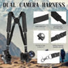 Picture of Bebaimis Dual Camera Harness for 2 Cameras,Shoulder Leather Camera Strap for Photographers,Double Camera Strap Camera Harness for 2 Cameras,Dual Camera Harness for Photographers,for DSLR/SLR,Black