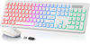 Picture of SABLUTE Wireless Keyboard and Mouse Backlit, Quiet Light Up Keys, Tilt Legs, Sleep Mode - Rechargeable USB Cordless Combo for Computer, iMac, PC, Laptop (White)