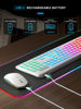 Picture of SABLUTE Wireless Keyboard and Mouse Backlit, Quiet Light Up Keys, Tilt Legs, Sleep Mode - Rechargeable USB Cordless Combo for Computer, iMac, PC, Laptop (White)