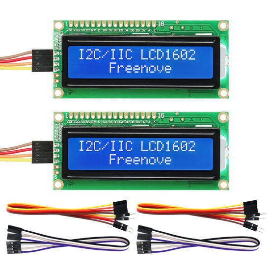 Picture of FREENOVE I2C IIC LCD 1602 Module (2 Pack), New Type TWI Serial 16x2 Display, Compatible with Arduino Raspberry Pi Pico ESP32 ESP8266