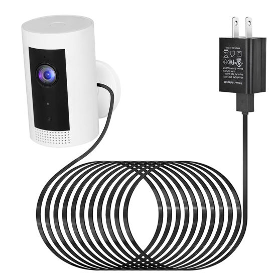 Picture of ALERTCAM Power Adapter for Ring Indoor Cam and All-New Ring Indoor Cam (2nd Gen), with 25Ft/7.5m Flat Charging Cable Continuously Charge Your Camera (NOT Compatible with Ring Stick Up Cam)