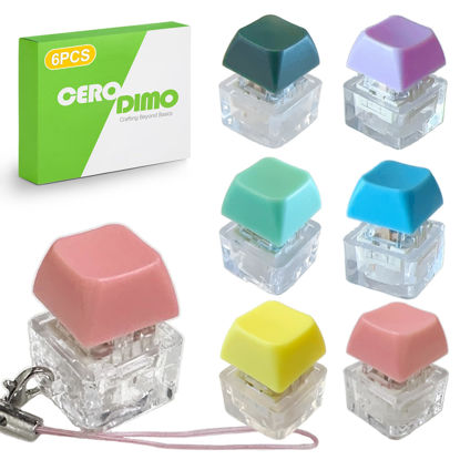 Picture of CeroDimo 6 Pack Keyboard Keychain, Keycap Keychain, Stress Relief, Mechanical Switch Clicker Fidget for Office, Home, School, Adults
