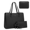Picture of Keyli 4pc Sets Laptop Bag for Women Large Leather Laptop Briefcase with USB Charging Port Computer Shoulder tote Bags Purse, Black_2, L