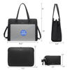 Picture of Keyli 4pc Sets Laptop Bag for Women Large Leather Laptop Briefcase with USB Charging Port Computer Shoulder tote Bags Purse, Black_2, L