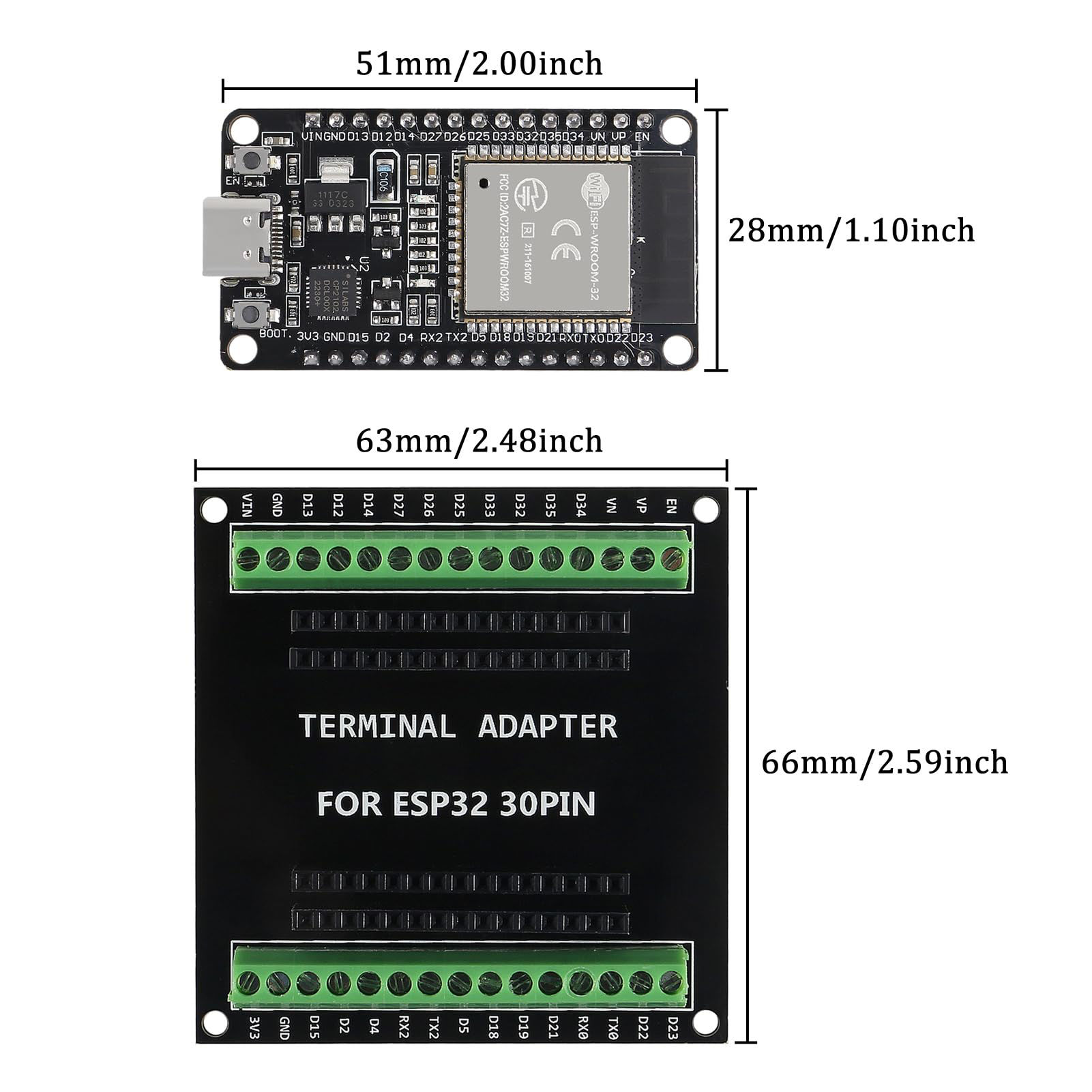 GetUSCart- AITRIP 2 Sets 30PIN ESP32 ESP-32S Type-C USB CP2102 ...