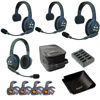 Picture of Eartec UL431 Ultralite Wireless Microphone System with 1 Master and 3 Remote Headsets (3 Singles & 1 Double) Bunled with Cleaning Cloth