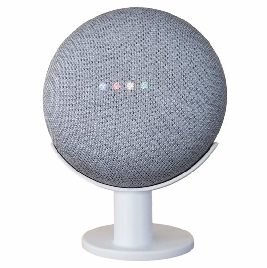 Picture of Mount Genie Pedestal for Nest Mini (2nd Gen) and Google Home Mini (1st Gen) | Improves Sound and Appearance | Cleanest Mount Holder Stand for Mini (White)