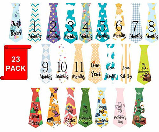 Blue Panda Month Tie Stickers 20-Pack - Baby Milestone Photo Props For First Year