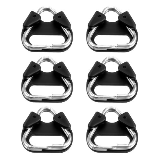 Picture of Yuanchu 6Pcs Stainless Steel Triangle Split Rings, Compatible Camera Strap Adapter Hook Lug Ring with Plastic Cap for Cameras Shoulder Strap Belt Hook Lanyard