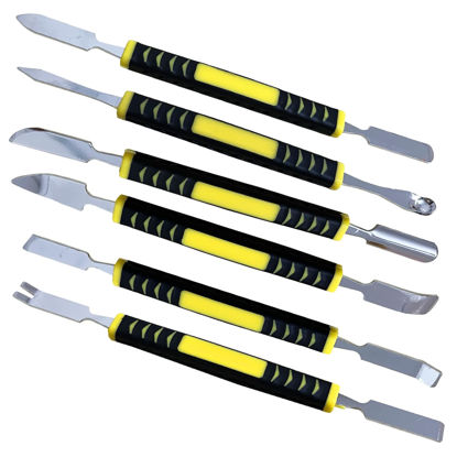 Picture of 6 Pieces Metal Spudger Set Dual Ends Opening Pry Tool Repair Tools Kit for Laptop Cell Phone Tablet MP3