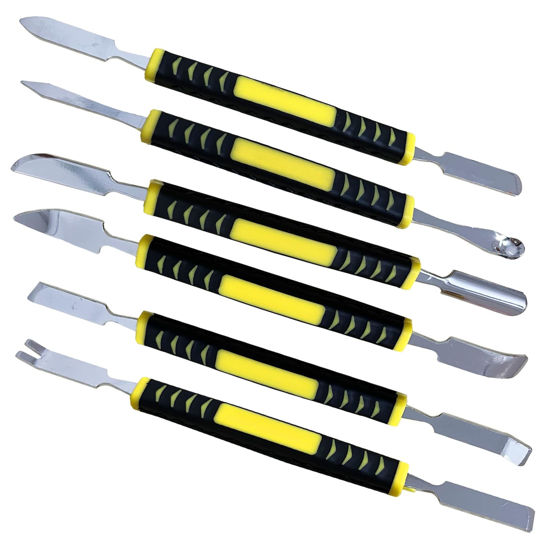 Picture of 6 Pieces Metal Spudger Set Dual Ends Opening Pry Tool Repair Tools Kit for Laptop Cell Phone Tablet MP3
