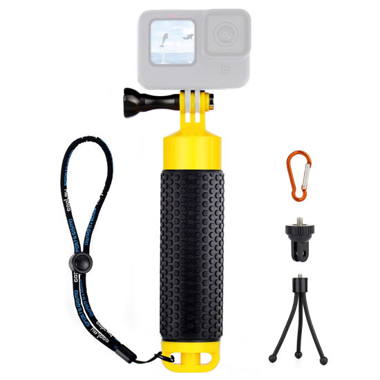 Picture of YALLSAME Floating Hand Grip Underwater Handle Mount with Detachable Tripod Stand for GoPro Hero 13 12 11 10 9 7 8 6 5 4 Max Mini Session DJI Action Camera Ideal for Diving Snorkeling Swimming Sport